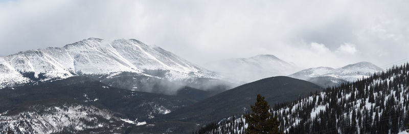 Panoramic view of snowcapped mountains against sky