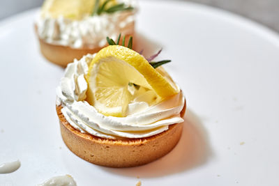 Close-up of dessert in plate on table