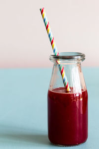 Close-up of glass jar on table