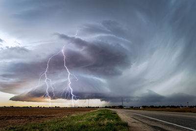 Panoramic view of storm clouds over landscape