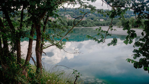 Scenic view of lake against sky