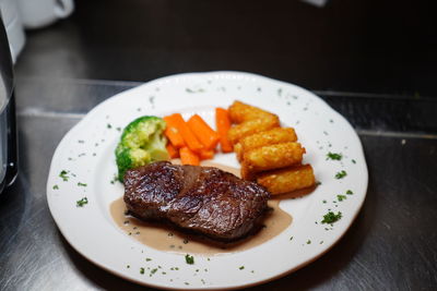 Close-up of meal served in plate