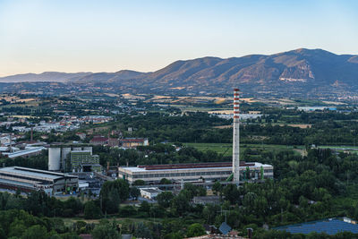 High angle view of townscape against sky