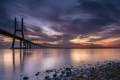 View of bridge at sunset