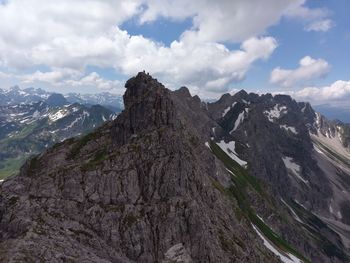 Panoramic view of mountain range against sky