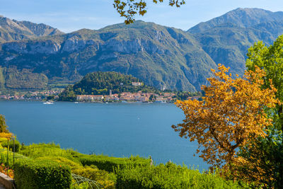 Lansdscape of lake of como from garden of villa carlotta, lombardy, italy