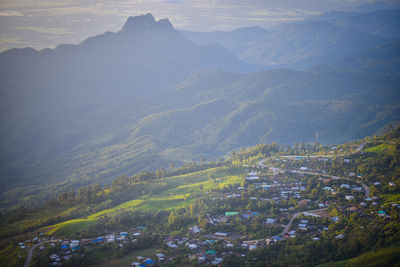 High angle view of townscape against sky