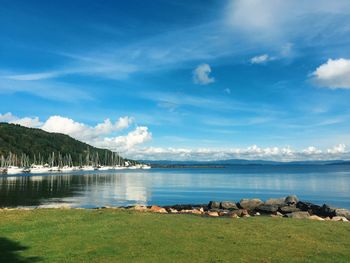 Scenic view of lake against sky