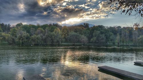 Scenic view of lake against sky