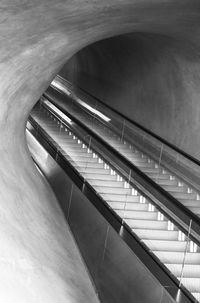 High angle view of illuminated staircase in building