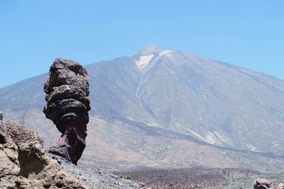 Scenic view of volcanoagainst clear sky