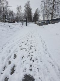 Scenic view of snow covered field