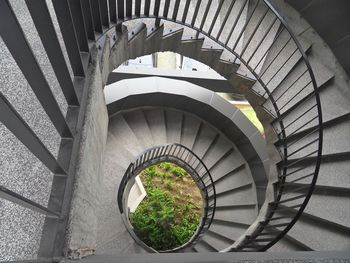 High angle view of spiral staircases