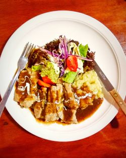 Close-up of food served in plate