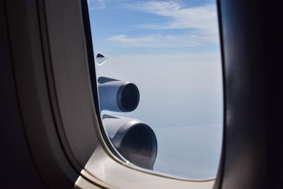 Close-up of airplane window