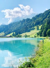 Scenic view of lake against sky