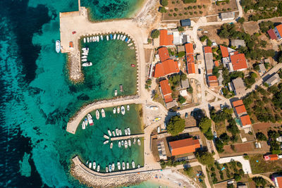 Aerial view of premuda island, the adriatic sea in croatia