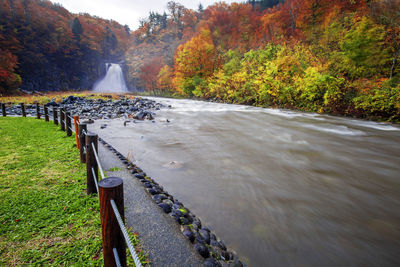 Scenic view of river during autumn