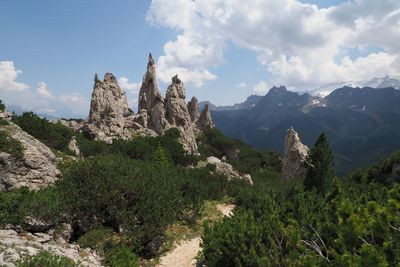 Scenic view of rocky mountains against sky