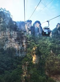 Overhead cable cars on road