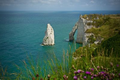 Scenic view of sea against clear sky