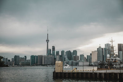 Modern buildings in city against sky