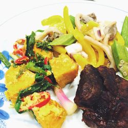 Close-up of meal served in plate