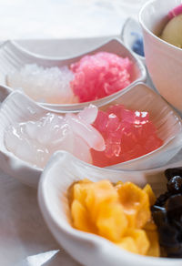 Close-up of dessert in bowl on table