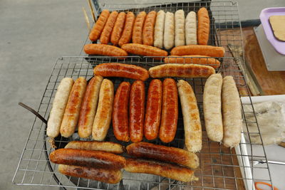 Close-up of seafood on barbecue grill