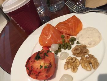 Close-up of served food in plate