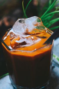 Close-up of drink in glass on table