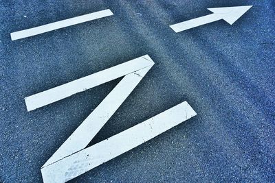 High angle view of markings on road