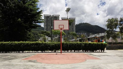 Basketball hoop on court