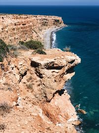 High angle view of rocks on beach