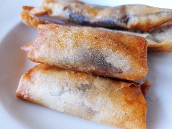 High angle view of bread in plate