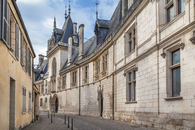 Street with historical houses in bourges, france