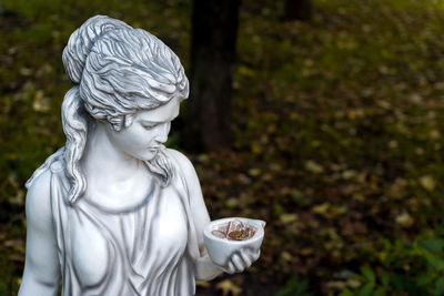 Close-up of female statue at park