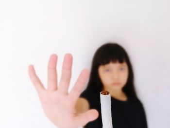Portrait of baby boy over white background