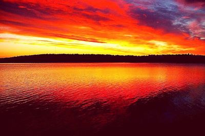 Scenic view of dramatic sky during sunset