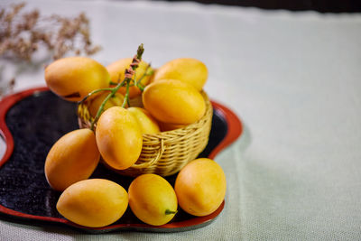 Close-up of fruits on table