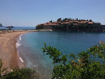 Scenic view of sea against clear sky