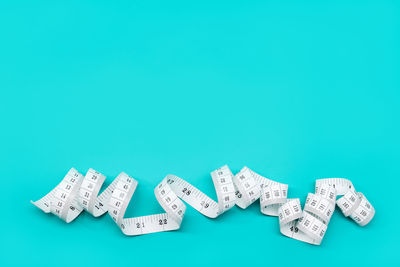 Text on blue background