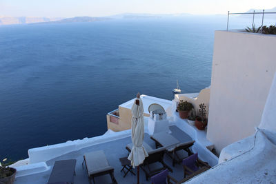 High angle view of building by sea