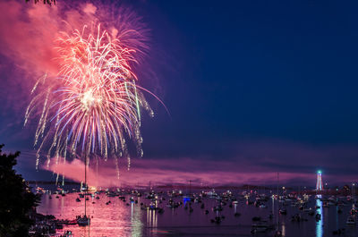 Firework display at night