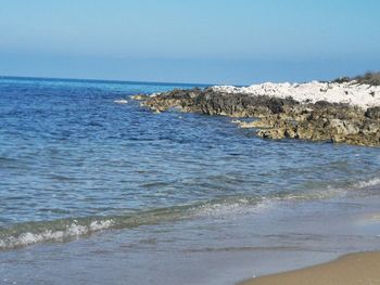 Scenic view of sea against clear sky