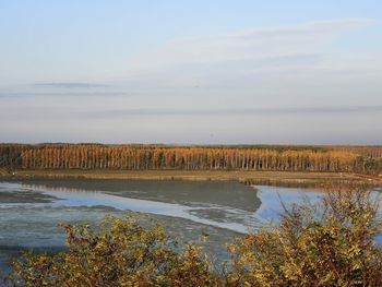 Scenic view of lake against sky