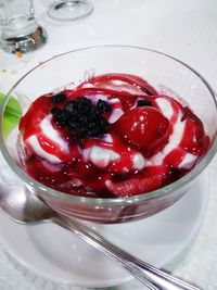 Close-up of strawberry in bowl