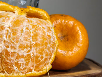 Close-up of orange on table