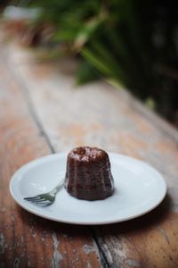 Close-up of dessert in plate on table