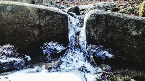 Close-up of water splashing on rocks